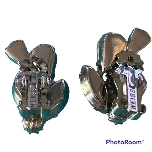 WEISS RHINESTONE EARRINGS WEDDING BRIDE HOMECOMING CLIPS - Picture 3 of 9